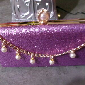 NWT Purple Sparkling Dressy Clutch Crossbody